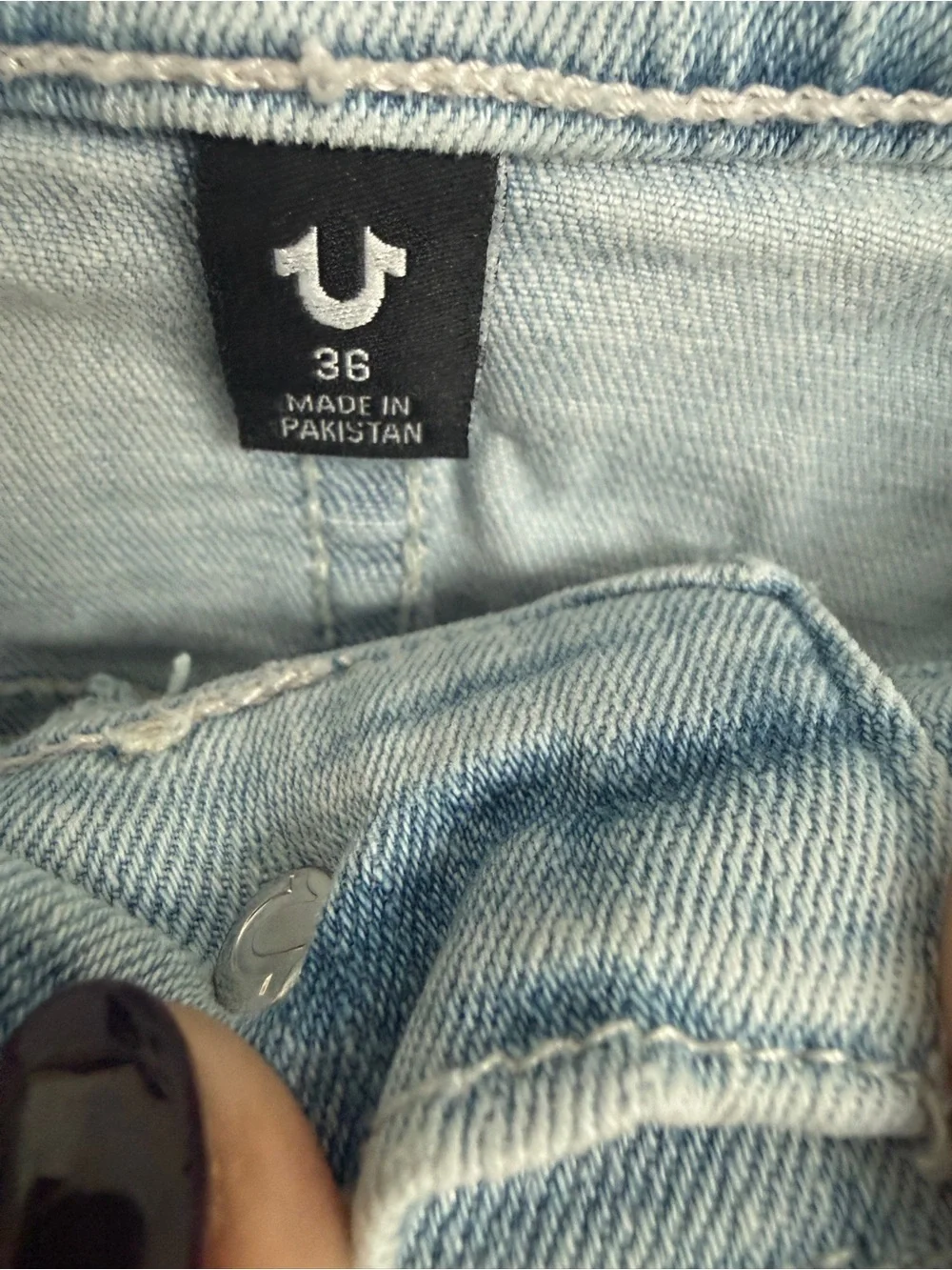 True Religion Rocco Moto Relaxed Skinny Jeans Light Wash Intense Stretch: 36